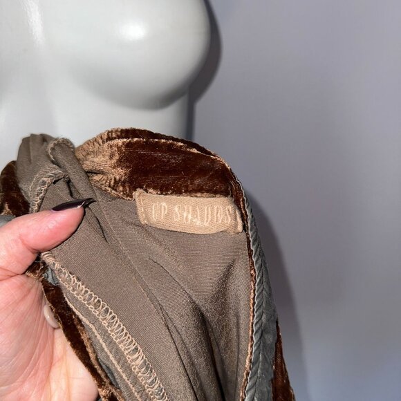 CP Shades Jasmine Tunic Blouse Brown Rayon Silk Size Large Long Sleeve Womens - Picture 4 of 8